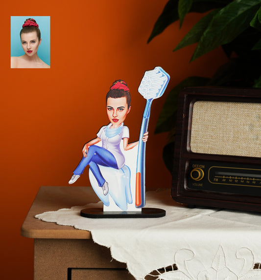 Kişiye Özel Kadın Diş Hekimi Karikatür Biblo