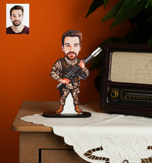 Kişiye Özel Asker Tasarımlı Karikatür Biblo