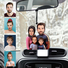 4 Kişilik Aile Karikatür Dikiz Ayna Süsü