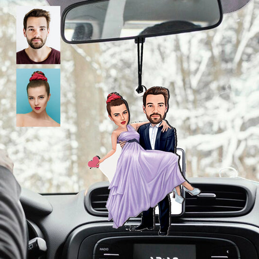 2 Kişi Modern Tasarımlı Karikatür Dikiz Ayna Süsü