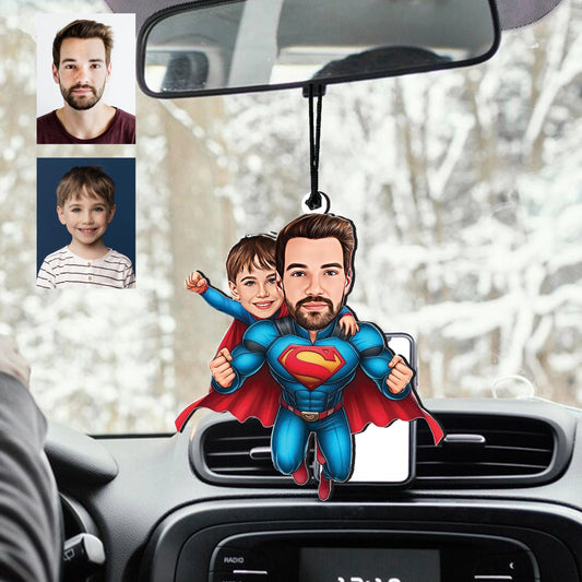 Süper Kahraman Baba & Oğul Karikatür Dikiz Aynası Aksesuarı