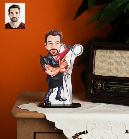 Kişiye Özel Erkek Kuaför Tasarımlı Kariaktür Biblo