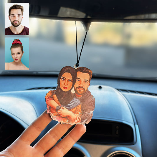 2 Kişi Çift Tasarımlı Karikatür Dikiz Ayna Süsü