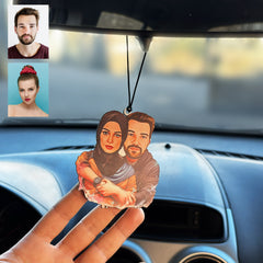 2 Kişi Çift Tasarımlı Karikatür Dikiz Ayna Süsü