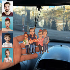 4 Kişilik Aile Karikatür Dikiz Ayna Süsü