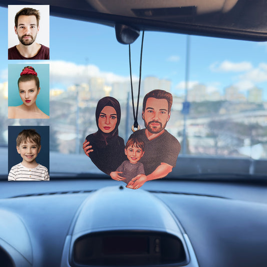 3 Kişi Ailem Tasarımlı Karikatür Dikiz Ayna Süsü