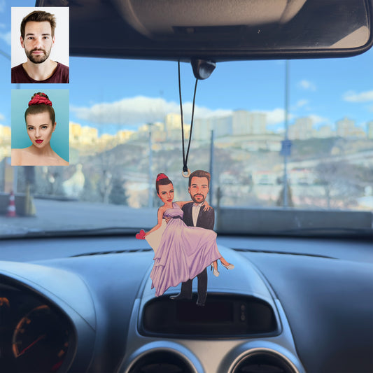 2 Kişi Sevgili Tasarımlı Karikatür Dikiz Ayna Süsü