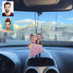 2 Kişi Sevgili Tasarımlı Karikatür Dikiz Ayna Süsü