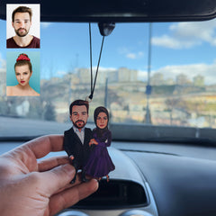 2 Kişi Eş Sevgili Tasarımlı Karikatür Dikiz Ayna Süsü